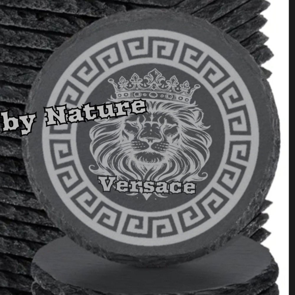 Versace Slate Coasters with Regal Lion Motif